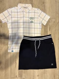 adidas ゴルフ 半袖ポロシャツ チェック柄 L スカート　上下セット売りのサムネイル