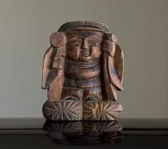 羅福のゴンジジ大黒天 木彫 約6㎝ 昭和初期頃】仏像民間信仰郷土玩具