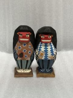 上田獅子 木彫り人形 2体セット 民芸品 郷土玩具 農民美術 - メルカリ