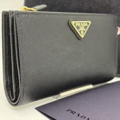 RFID搭載プラダ 長財布 折り財布 三角ロゴ レザー サフィアーノ 黒