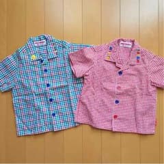 【いかすみさま専用】ミキハウス☆くま刺繍半袖チェックシャツ2枚組 80cmのサムネイル