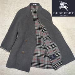 美品！バーバリー　ウールカシミヤピーコート　サイズ11　グレー　ノバチェック 美品！バーバリー ウールカシミヤピーコート サイズ11 グレー ノバ