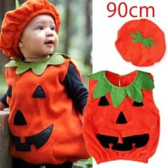 キッズ 90cm ハロウィン コスプレ パンプキン かぼちゃ ロンパース 子供のサムネイル