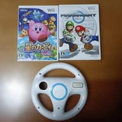 値下げ☆マリオカートWii 星のカービィWiiセット ハンドル付き☆カービーのサムネイル