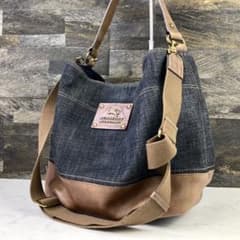 バーバリーブルーレーベル 2way デニム×レザー ショルダーバッグ