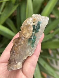 希少 ミナスジェライス州産 シトリン ジャカレー トルマリン共生 237g