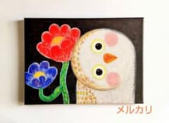 絵画 原画『花咲く夜の話』キャンバス(F4号) ふくろう 月 幸せ 一点もの 原画『かもね』キャンバス(F4号) フクロウ 花 幸せ オリジナル 一点