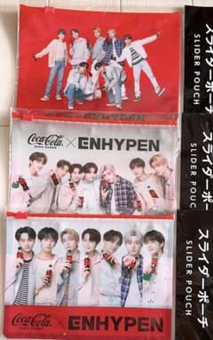 [신품]Coca-Cola x ENHYPEN 슬라이더 파우치 3종 세트