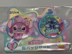 ハッピーくじ　I賞スティッチ エンジェル 缶バッジセットのサムネイル