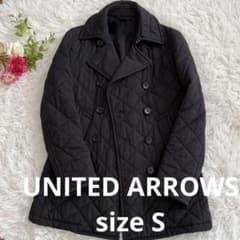 ユナイテッドアローズ キルティング Pコート ダブル ボタン 黒　ウール100%