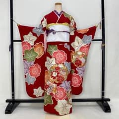 振袖フルセット 赤 森英恵 成人式 草履バック付 裄69.2cm S-193 - メルカリ
