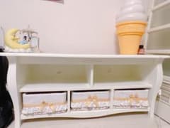 かわいいテレビ台♡収納♡バスケット付♡ガーリー♡北欧♡白♡ホワイト