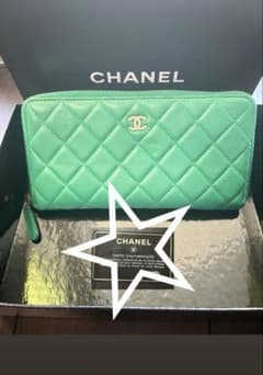 美品★CHANEL グリーン キルティング長財布のサムネイル