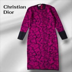 Christian Dior プレタポルテ 毛100% 総柄ニットワンピース M - メルカリ