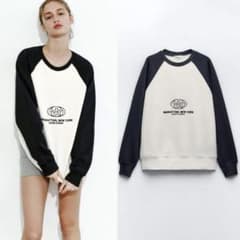 ZARA ザラ　エンブロイダリーテキスト　スウェット　トレーナー　Mのサムネイル