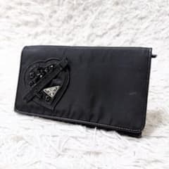 PRADA 長財布 ブラック 黒 三角ロゴ ナイロン ハート - メルカリ
