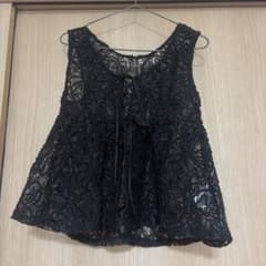 레이스 베스트 질레 블랙 민소매