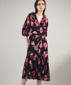 花柄 ロングシャツワンピース 長袖のサムネイル