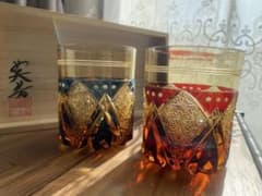 江戸切子　但野英芳　グラス 但野英芳 江戸切子 グラス 希少 青 但野英芳 江戸切子 グラス