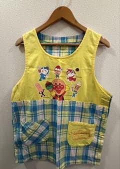 ☆アンパンマン エプロン イエロー チェック　保育士　介護士のサムネイル