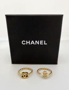 CHANEL リング2本セット カメリア ココマーク メタル ゴールド B14V 
