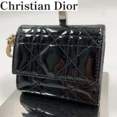✨極美品✨】ディオール 三つ折り財布 カナージュ パテントレザー