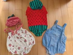 ベビー服 ロンパース 3点セット スイカ いちご デニムのサムネイル