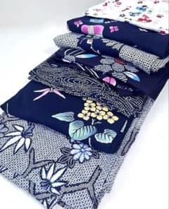 7枚木綿浴衣 リップル他 まとめ売り リメイク用生地としての出品 夏の