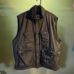90s OLD GAP ナイロン フリースベスト XLカーキ - メルカリ