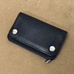 トラッカーウォレット　ミドル　黒　薄型　2層　イタリアレザー　VIRGILIO トラッカーウォレット ミドル 黒 2層 薄型 イタリアレザー Virgilio