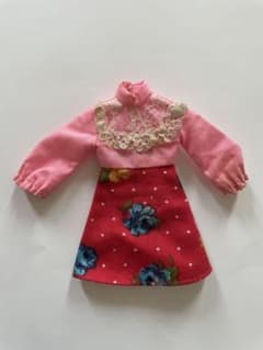 リカちゃん 当時物 オンワード ワンピース 花柄 昭和レトロ 着せ替え服のサムネイル