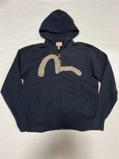 EVISU ジップアップパーカー　42サイズ　刺繍カモメ 裏起毛　ネイビー