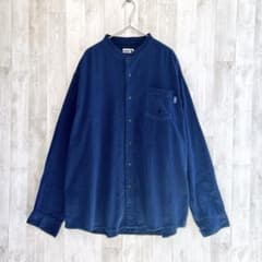 moz モズ　バンドカラー　長袖　シャツ　3L 大きめ　メンズ　ネイビー　春