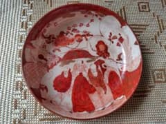 九谷焼 赤絵 人物図皿 14cm アンティーク 和食器 古伊万里風 中皿 1枚