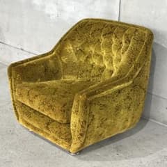 ★70s★ 昭和レトロ 1Pソファ 金華山 ダマスク柄 スペースエイジ ☆70s☆ 昭和レトロ 1Pソファ 金華山 ダマスク柄 スペースエイジ