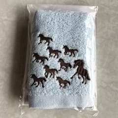 馬 ハンカチ ハンドタオル 馬はん勝ち 水色のサムネイル