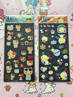 サンリオ　デニムステッカー　日焼けキティ　ウサハナ　２枚セットのサムネイル