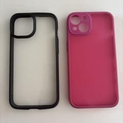 iPhone14 シリコンハードケース ピンク＆ブラックのサムネイル