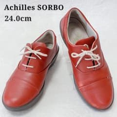 アキレスソルボ レザー コンフォートシューズ 本革 厚底 赤 24.0cm