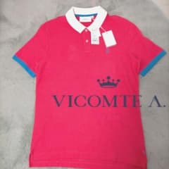 新品未使用 ヴィコントアー ポロシャツ L ピンク ブルー VICOMTE A.のサムネイル