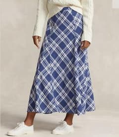 新品】24SS ポロラルフローレン ロングスカート リネン100% L フレア