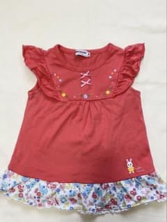 ミキハウス　チュニック　100サイズ　花柄刺繍＆うさぎのサムネイル