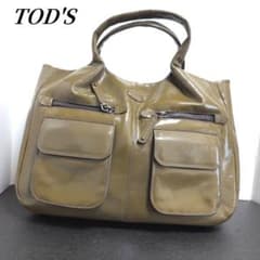 TODS トッズ ハンドバッグ バッグ オリーブ グリーン パテントレザー 