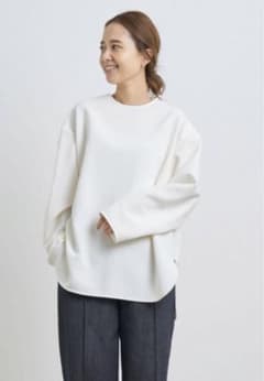 yori ヨリ ダブルクロスTeeブラウス クルーネックブラウス ホワイト