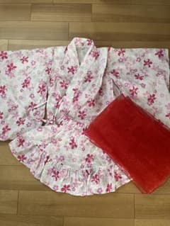 値下げしました女の子 浴衣ドレス 110cm 桜柄　薄ピンクのサムネイル