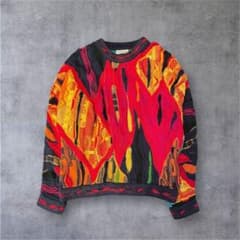 激レア】COOGI 3Dニット 立体編み セーター マルチカラー 赤×オレンジ
