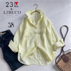 美品 23区×LIBECO リネンシャツ オーバーサイズ イエロー 38 人気 