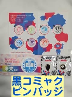 未来ステーションチケット　スタンプパスポート　黒　コミャク　ピンバッジ　セットのサムネイル