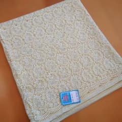 アイボリー レース生地 花柄 刺繍 裁縫素材 幅90cm×長さ3.4mのサムネイル