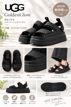 正規品UGGスポーツサンダル厚底 黒23cmアグブラックW GOLDENGLOW